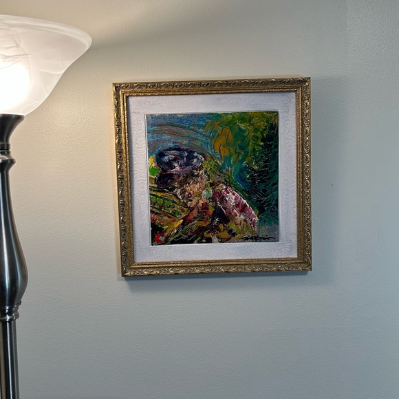 Original oil painting matted and framed in gold filigree Van Gogh style artwork - Picture 7 of 7